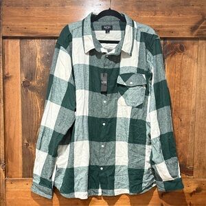 NWT boohoo man plus regular fit green white buffalo check shirt 4XL